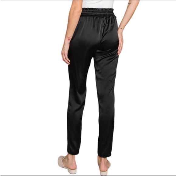 HEYSON shantung satin straight leg pants M black - Picture 2 of 5